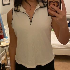 plaid collared golf top